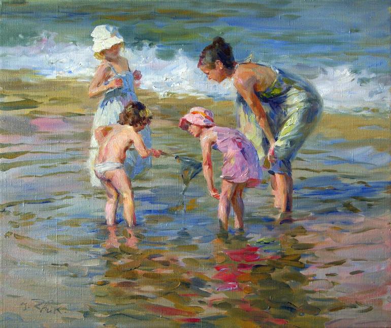 Children and the sea Painting by Igor Zhuk 