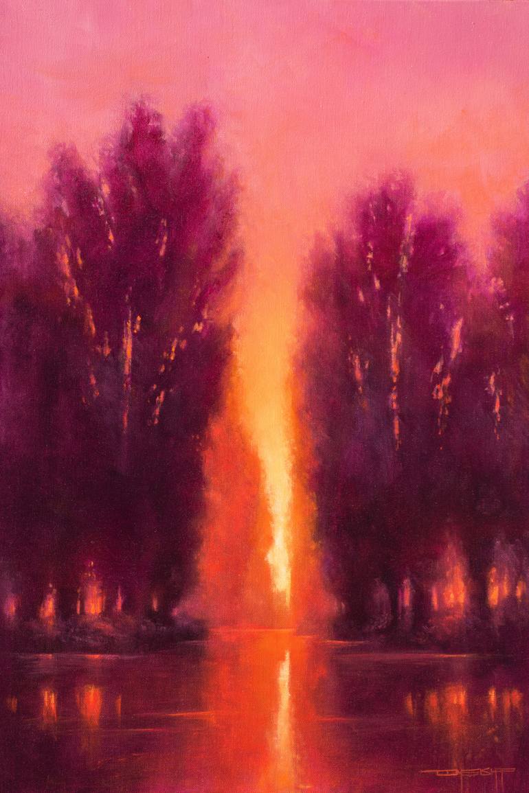 Sunset Lake Painting by Don Bishop | Saatchi Art