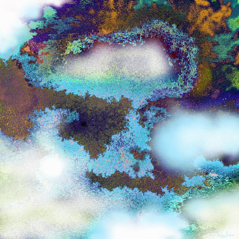Original Landscape Digital by Anne Turlais | Contemporary Art on Paper | Guardian of the Land II (Gardien des Terres II)