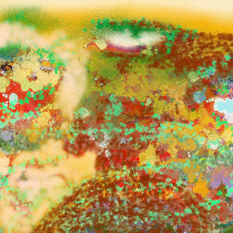 Original Landscape Digital by Anne Turlais | Contemporary Art on Paper | Guardian of the Land III (Gardien des Terres III)