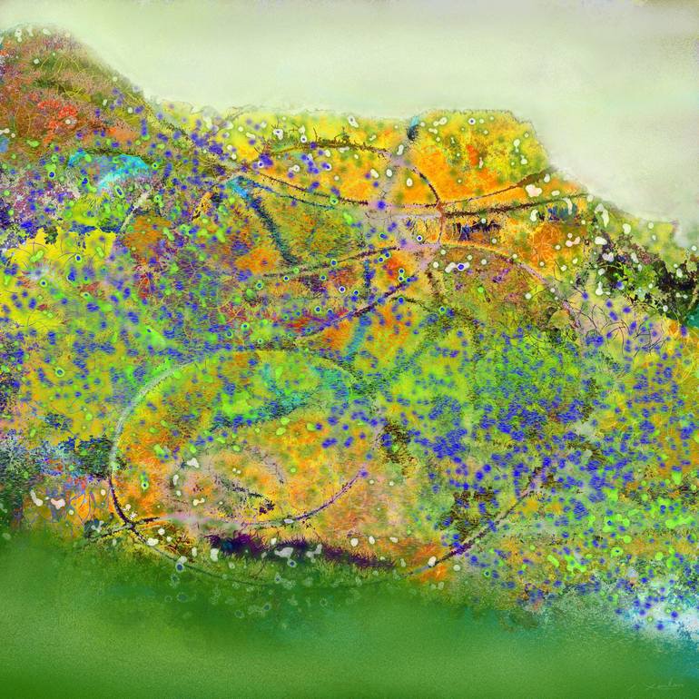 Original Floral Digital by Anne Turlais | Contemporary Art on Paper | Guardian of the Land IV (Gardien des Terres IV)