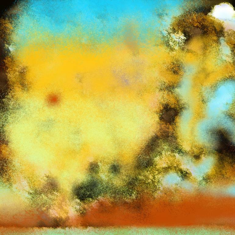 Original Landscape Digital by Anne Turlais | Contemporary Art on Paper | Guardian of the Land V (Gardien des Terres V)