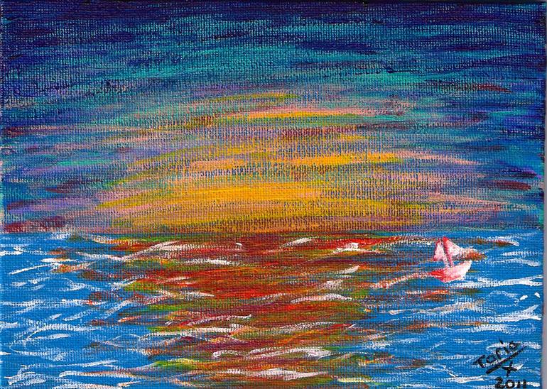 Sunset Sailing Painting by Toria Pardoe | Saatchi Art