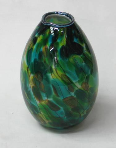 Blown Glass Tear Drop Vase - Ocean Green thumb