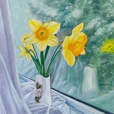 Original Contemporary Floral Painting by Livia-Doina Stanciu