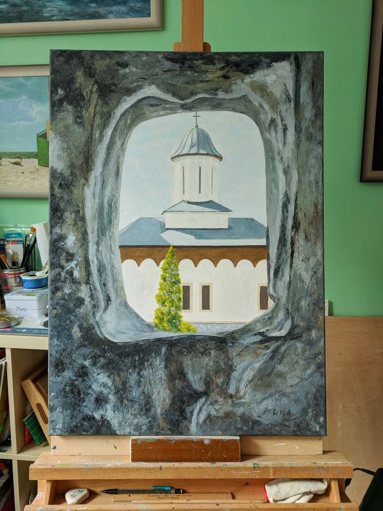 Original Fine Art Religion Painting by Livia-Doina Stanciu