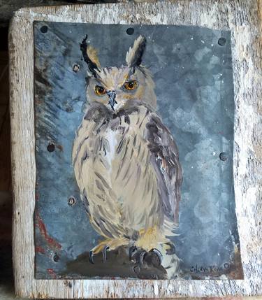 Owl on Metal and Wood thumb