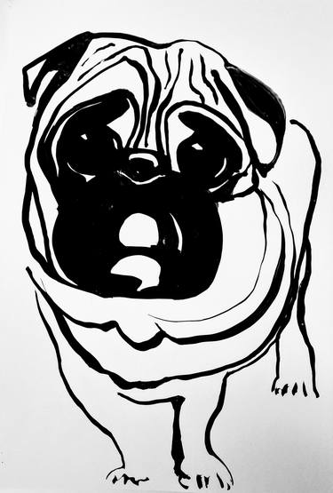 Print of Minimalism Dogs Drawings by Yaryna Shumska