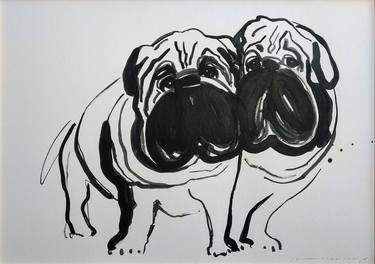 Original Expressionism Dogs Drawings by Yaryna Shumska