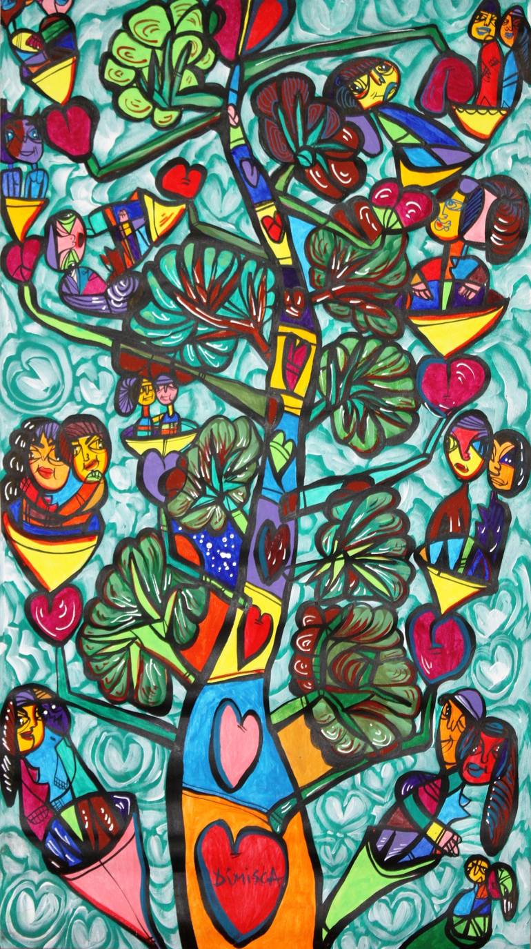 Original Love Painting by Laurentiu Dimisca | Figurative Art on Canvas | The tree of love