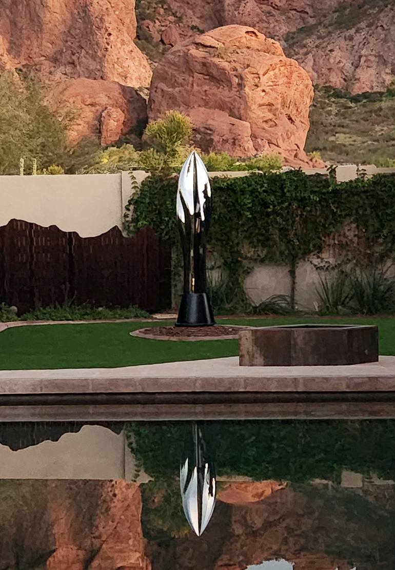 Original Abstract Sculpture by Kevin Caron | Abstract Art on Stainless Steel | All the Way Up (Polished)