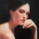 Woman with earrings by Fatima Karashaeva