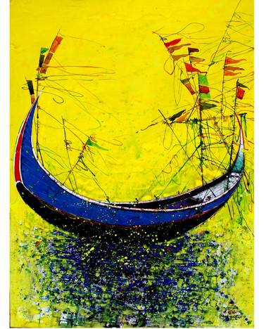Original Modern Boat Paintings by al-akhir sarker