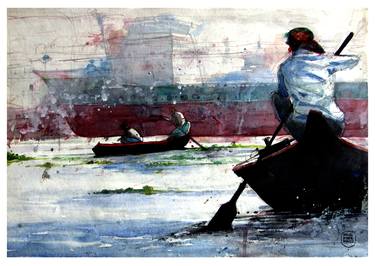 Print of Boat Paintings by al-akhir sarker