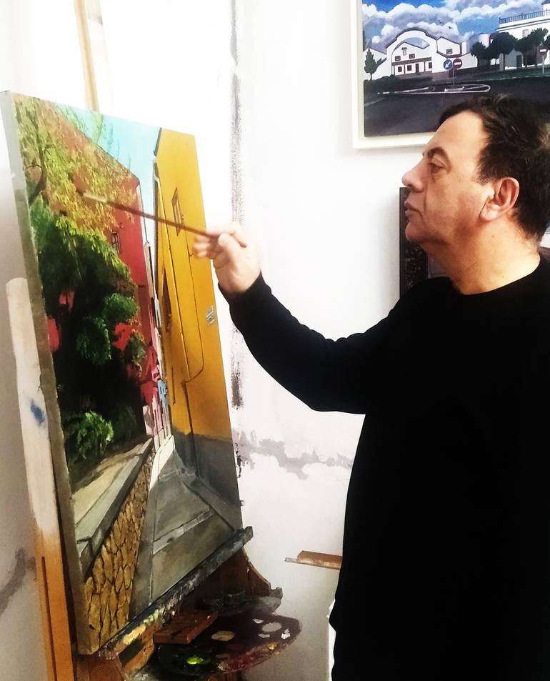 Original Realism Architecture Painting by Antonio Fellini