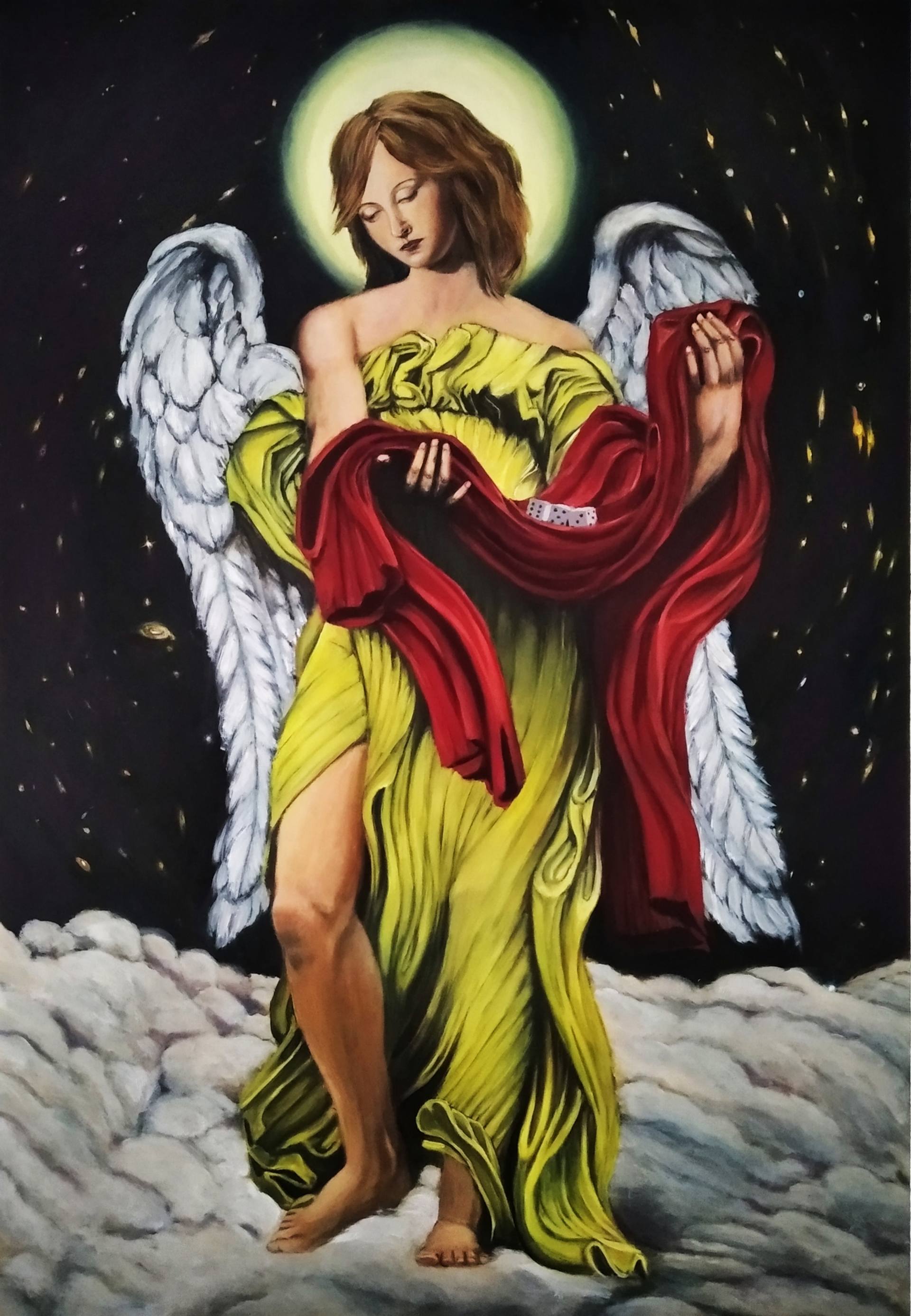 美品アンディ・レイキー☆大天使ウリエルUriel アクリル原画 サイン付き Archangel Uriel Painting by Antonio Fellini | Saatchi Art