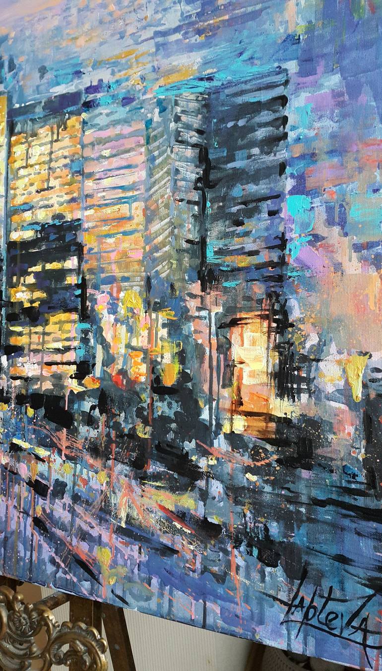 Original Abstract Expressionism Cities Painting by VIKTORIJA LAPTEVA