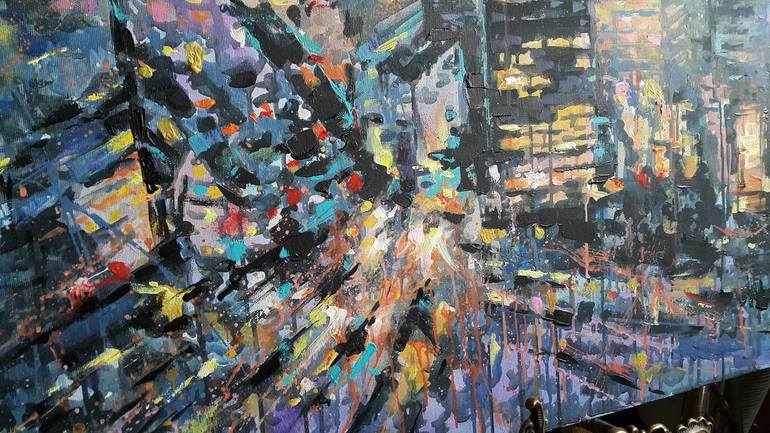 Original Abstract Expressionism Cities Painting by VIKTORIJA LAPTEVA