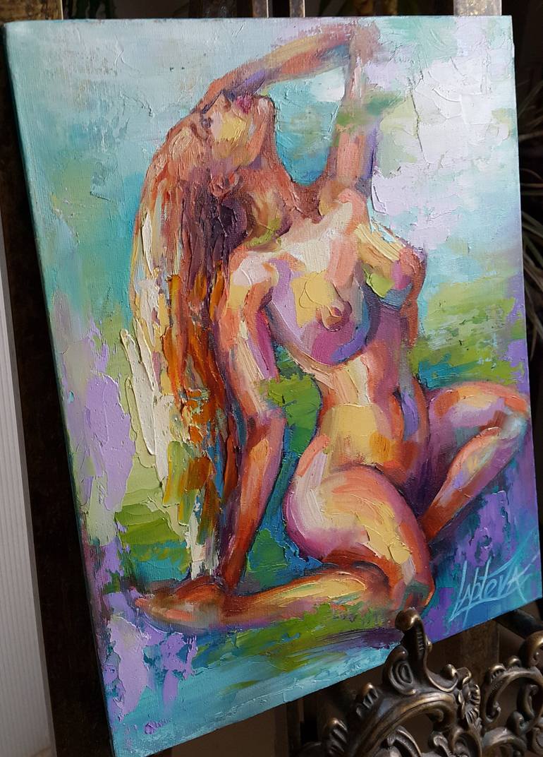 Original Figurative Nude Painting by VIKTORIJA LAPTEVA