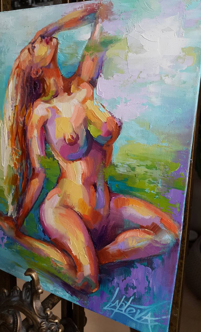 Original Figurative Nude Painting by VIKTORIJA LAPTEVA
