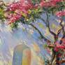 Painting Blossom bystreet Greece - Victoria Lapteva, Ukraine, oil, canvas. The painting sold unframed
