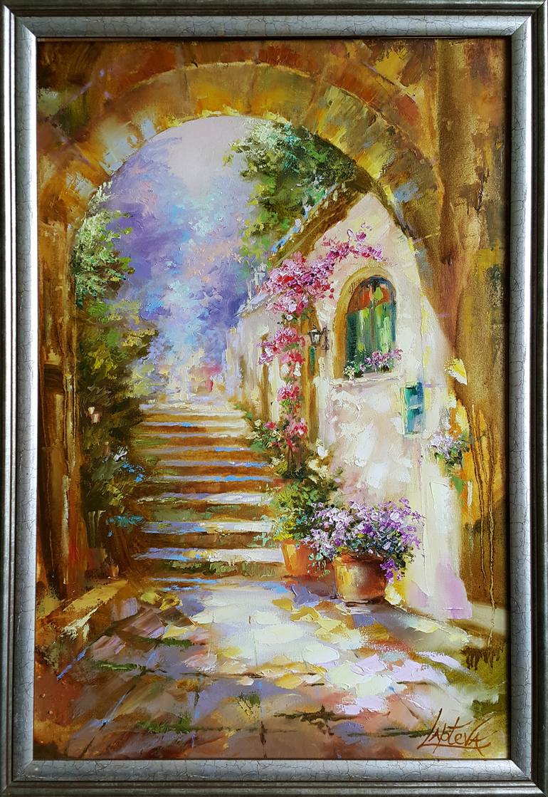 Original Impressionism Architecture Painting by VIKTORIJA LAPTEVA