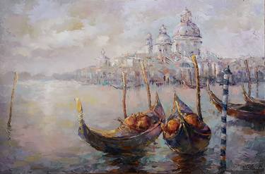 Venice Morning oil painting, palette knife, 90x60cm thumb