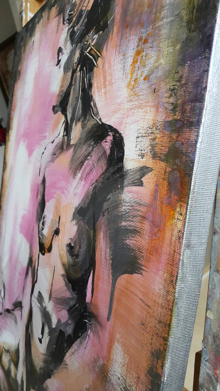 Original Abstract Expressionism Nude Painting by VIKTORIJA LAPTEVA