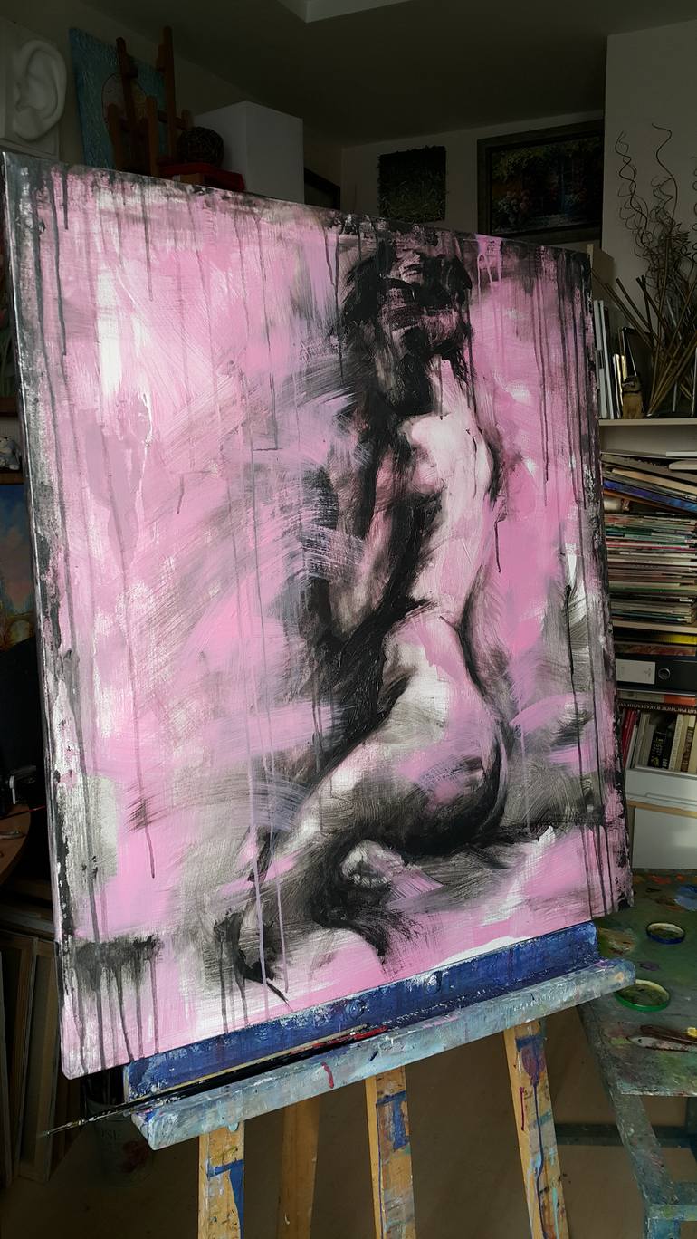 Original Abstract Expressionism Nude Painting by VIKTORIJA LAPTEVA