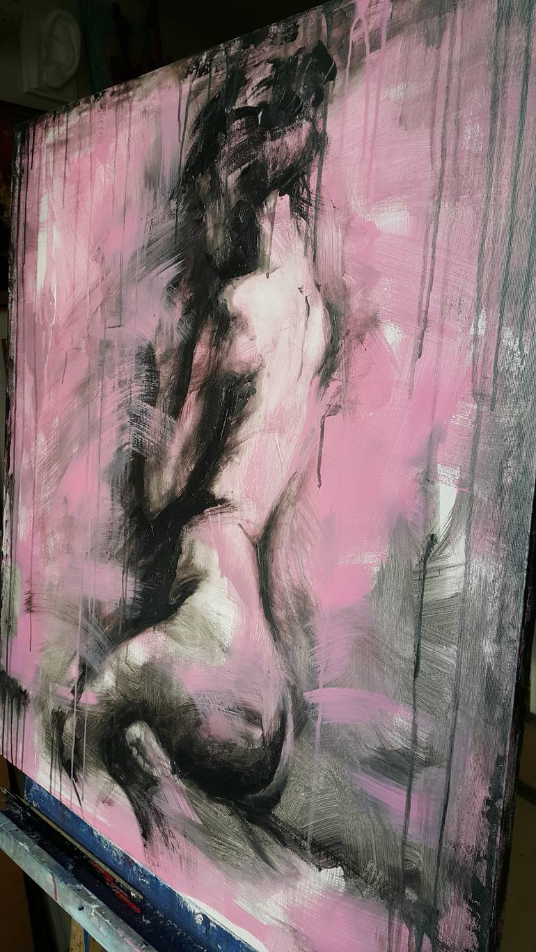 Original Abstract Expressionism Nude Painting by VIKTORIJA LAPTEVA