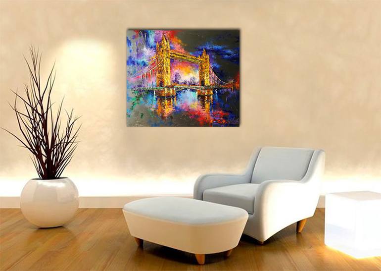 Original Abstract Expressionism Architecture Painting by VIKTORIJA LAPTEVA