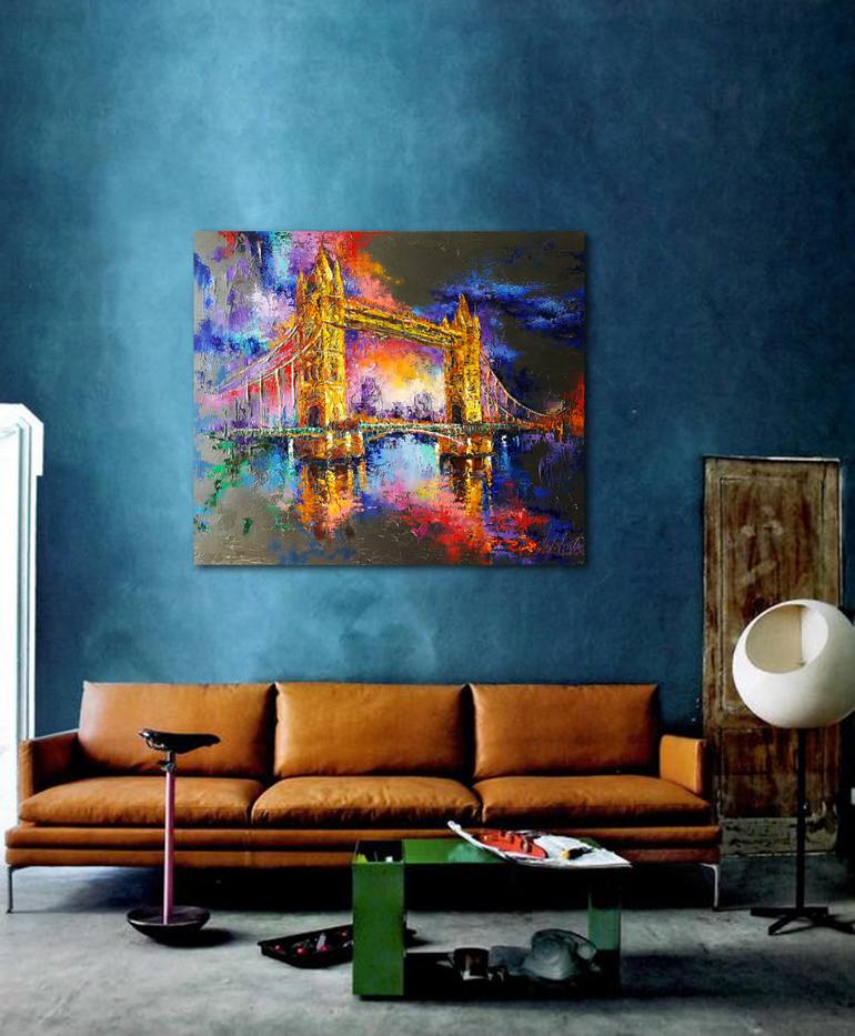 Original Abstract Expressionism Architecture Painting by VIKTORIJA LAPTEVA