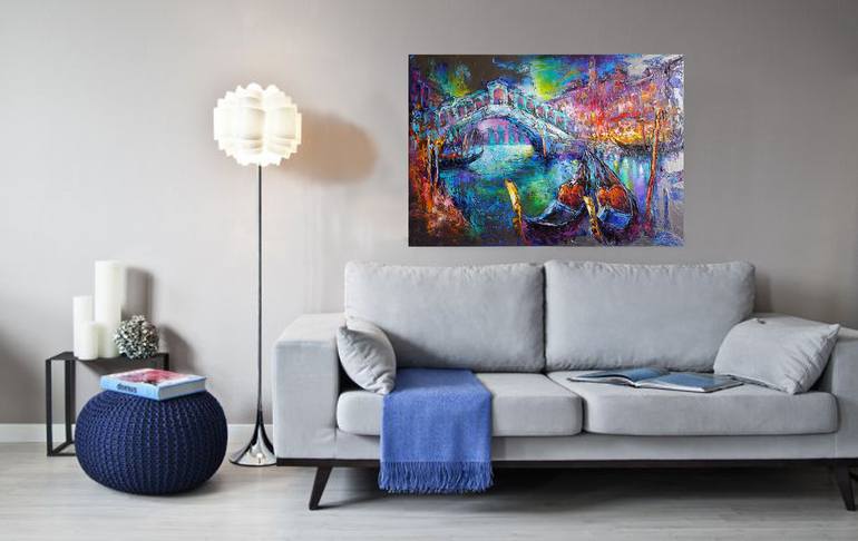 Original Abstract Expressionism Architecture Painting by VIKTORIJA LAPTEVA