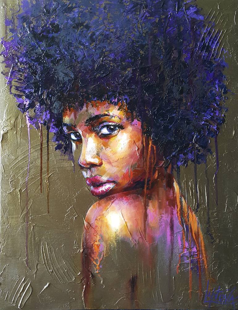 Portrait girl painting portrait Princess of Africa Painting by ...