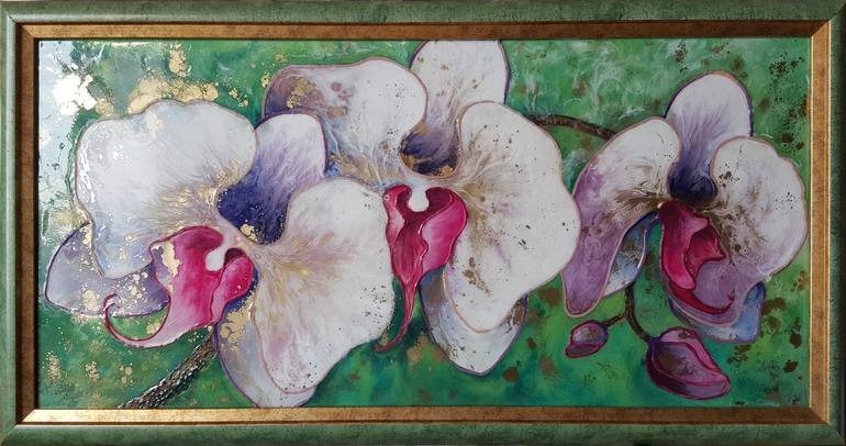 Original Art Deco Floral Painting by VIKTORIJA LAPTEVA