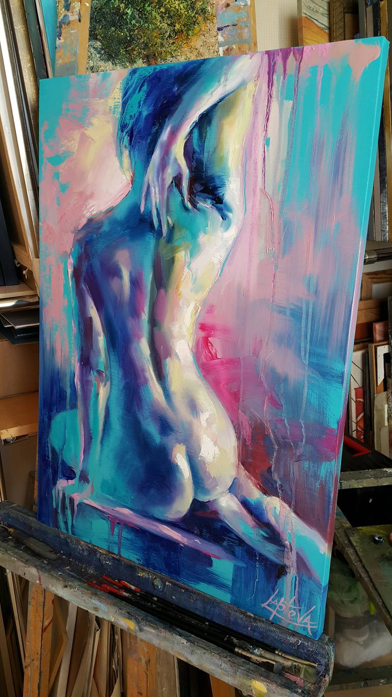 Original Expressionism Nude Painting by VIKTORIJA LAPTEVA