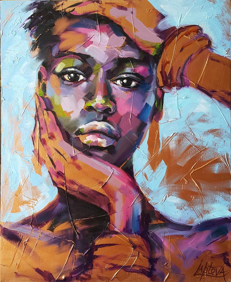 Abstract Portrait of a young african girl , female face , original