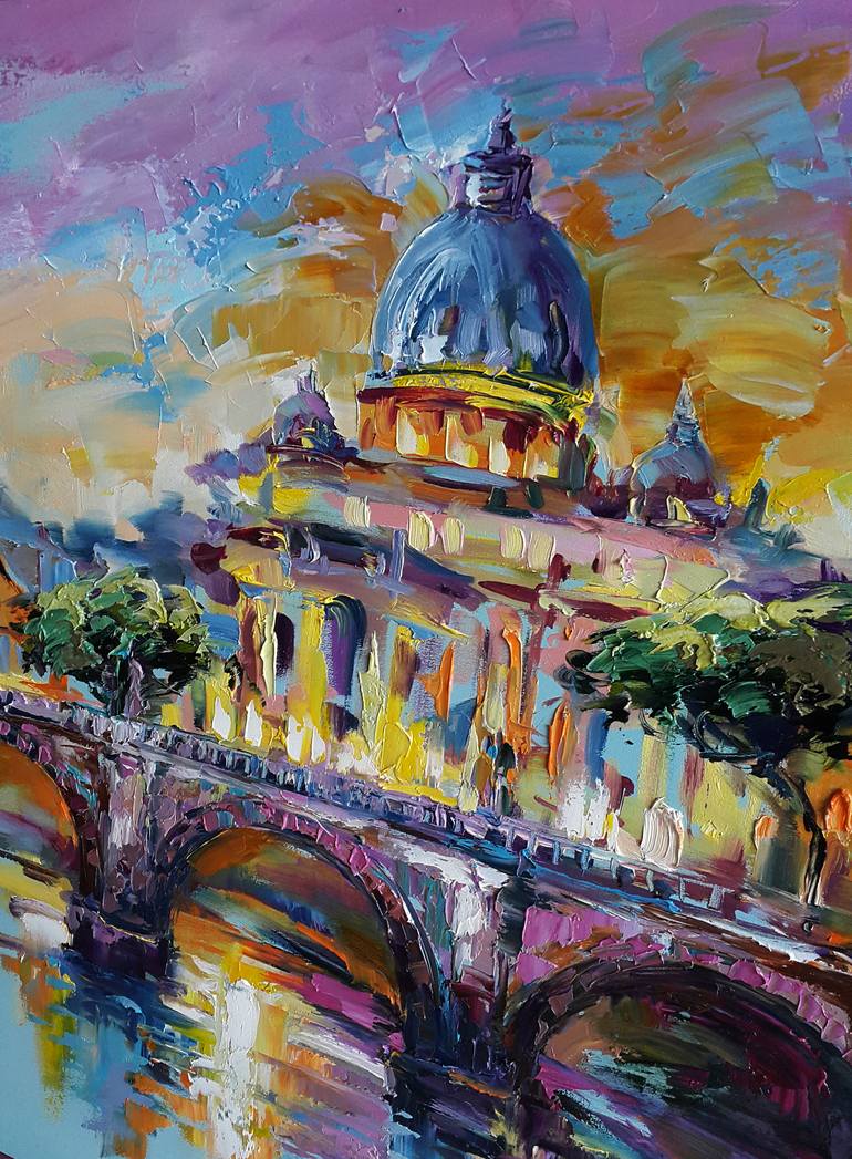 Original Expressionism Architecture Painting by VIKTORIJA LAPTEVA