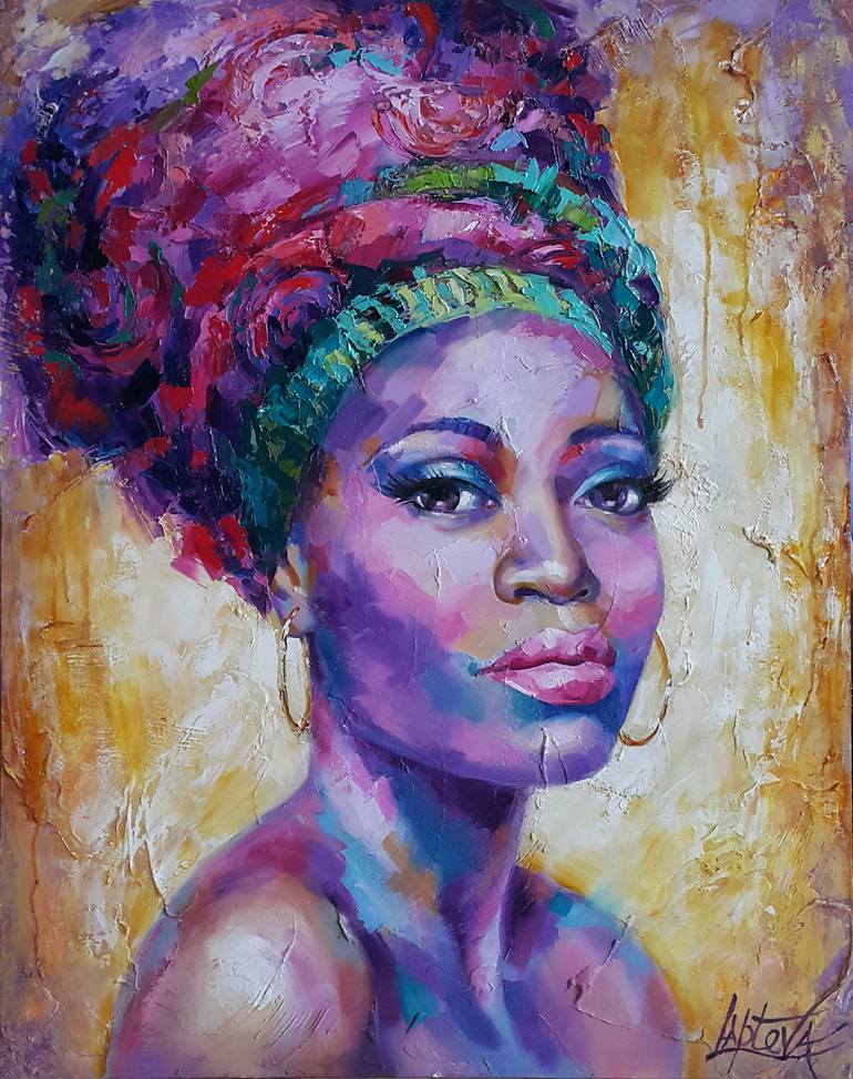 Exotic Beauty Portrait African Woman Painting By VIKTORIJA LAPTEVA Saatchi Art