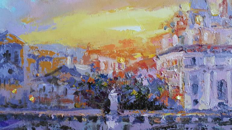 Original Expressionism Cities Painting by VIKTORIJA LAPTEVA