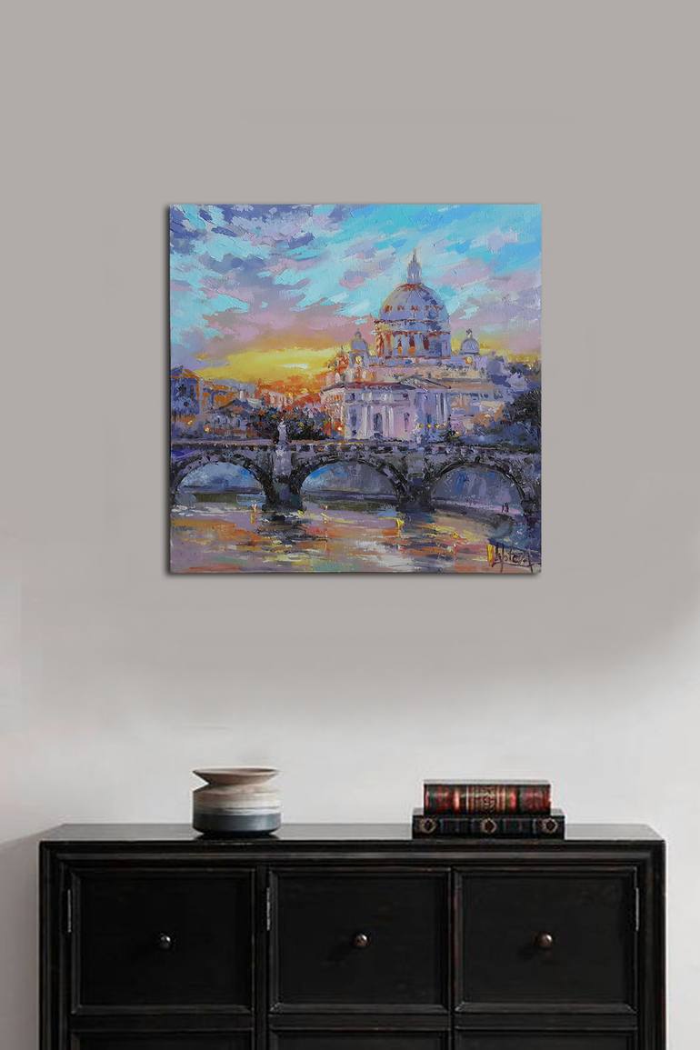 Original Expressionism Cities Painting by VIKTORIJA LAPTEVA