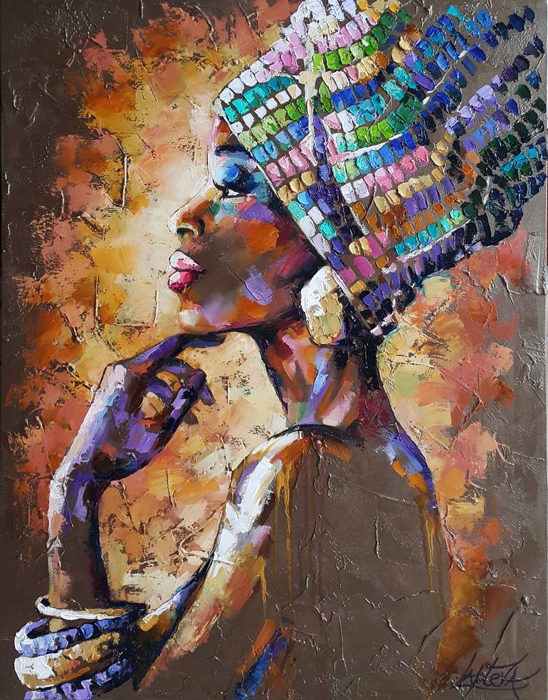 Download Painting Portrait African Woman Abstract Portrait Girl Face Original Painting By Viktorija Lapteva Saatchi Art