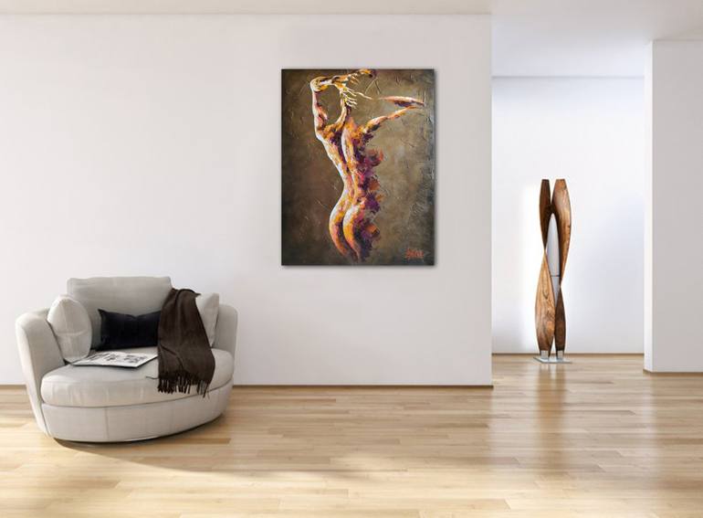 Original Abstract Expressionism Nude Painting by VIKTORIJA LAPTEVA