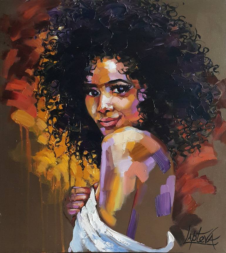 Painting portrait of a black woman on Fun portrait african woman