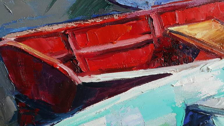 Original Expressionism Boat Painting by Viktorija Lapteva