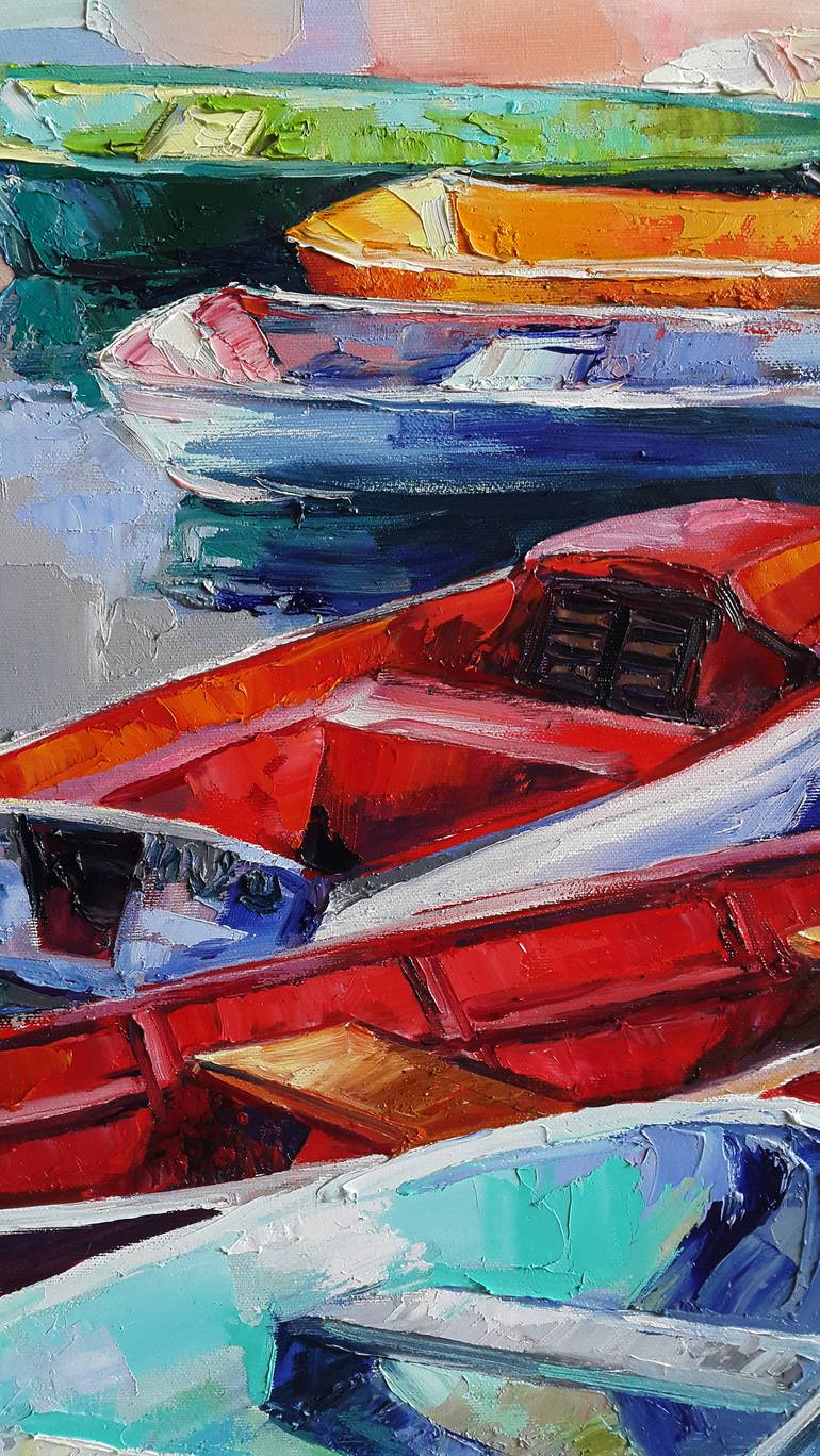 Original Expressionism Boat Painting by Viktorija Lapteva