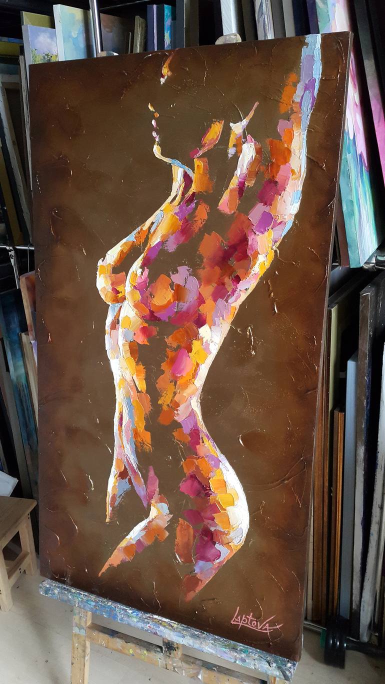 Original Figurative Nude Painting by VIKTORIJA LAPTEVA