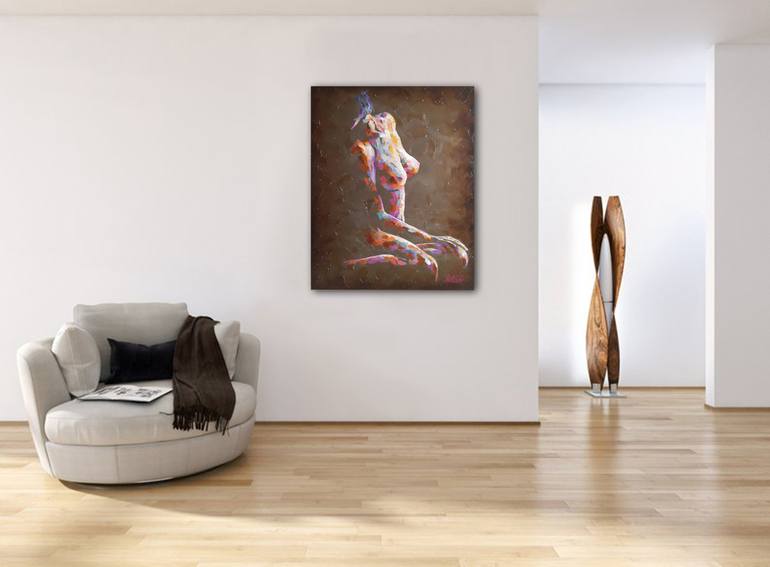 Original Abstract Expressionism Nude Painting by VIKTORIJA LAPTEVA