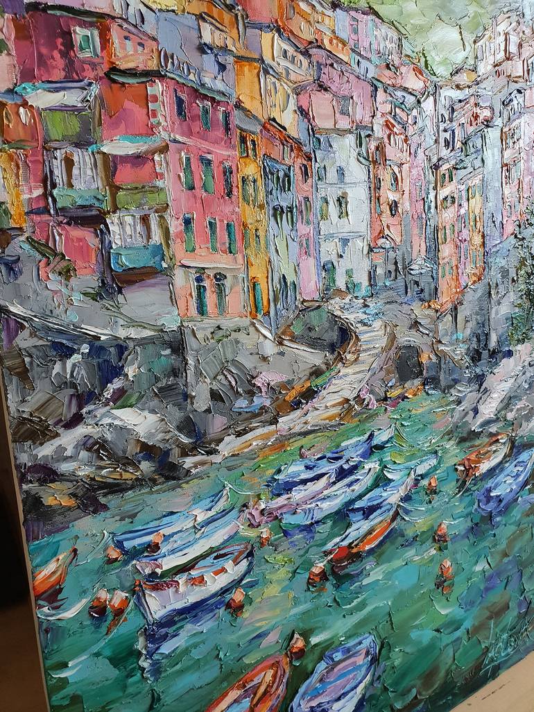 Original Expressionism Boat Painting by VIKTORIJA LAPTEVA