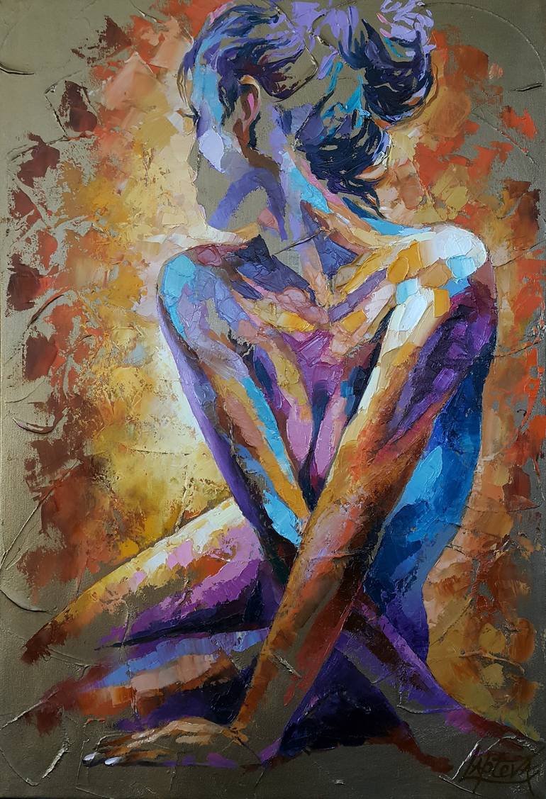 Painting Woman Nude Figure Naked Figurative Expectation Painting By Viktorija Lapteva